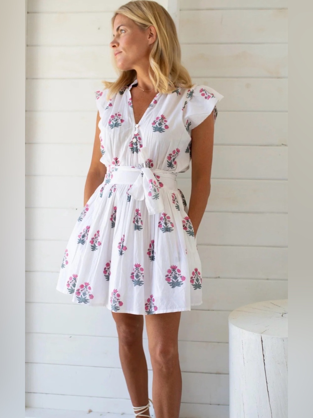 Marea Women's Liz Short Sleeve Mini Dress - Beach Floral - Medium